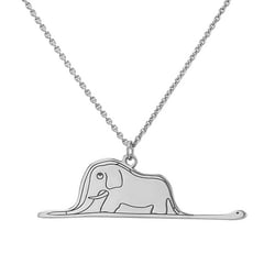 Silberner Anhänger Der Kleine Prinz mit einem Elefanten und einer Gravur