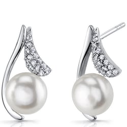 Silberne Perlenohrstecker mit Zirkonia Lomina