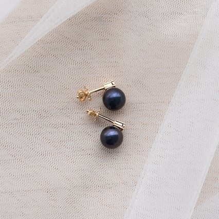 Schwarze Perlenohrringe mit Diamanten Morisah