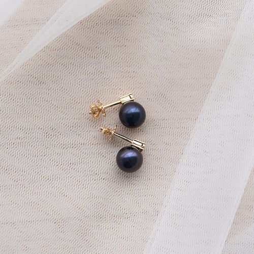 Schwarze Perlenohrringe mit Diamanten Morisah