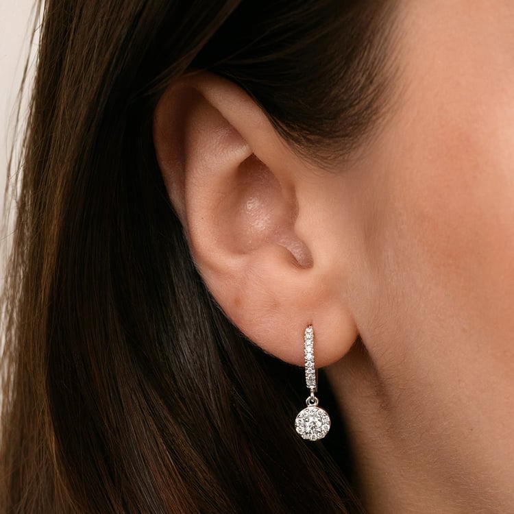 Goldene runde Ohrringe mit Lab Grown Diamanten 158755