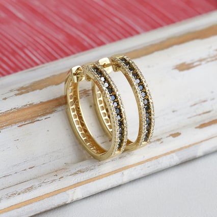 Ringohrringe mit schwarzen und weißen Diamanten Brittany