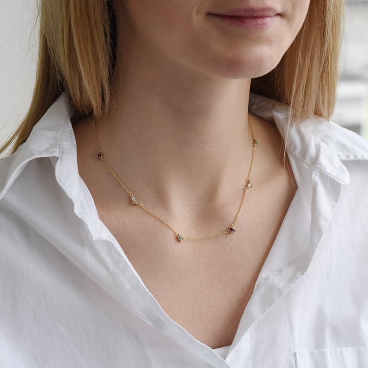 Cluster Kette mit farbigen Edelsteinen Ditte 91318