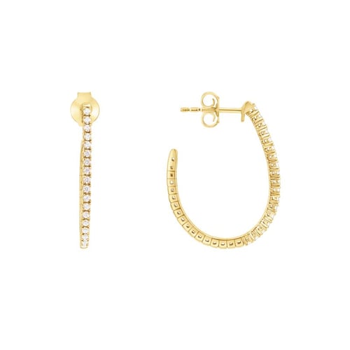 Goldene halbrunde Flexi Ohrringe mit Diamanten Dunst