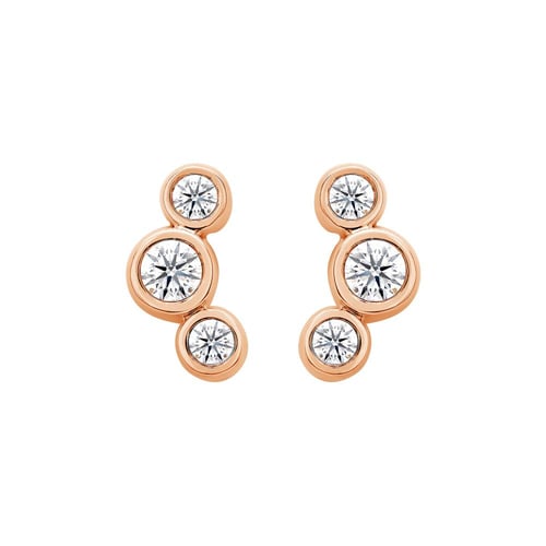 Moderne goldene Ohrringe mit runden Diamanten Ebba