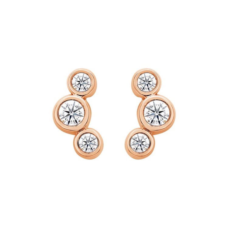 Moderne goldene Ohrringe mit runden Diamanten Ebba 160174