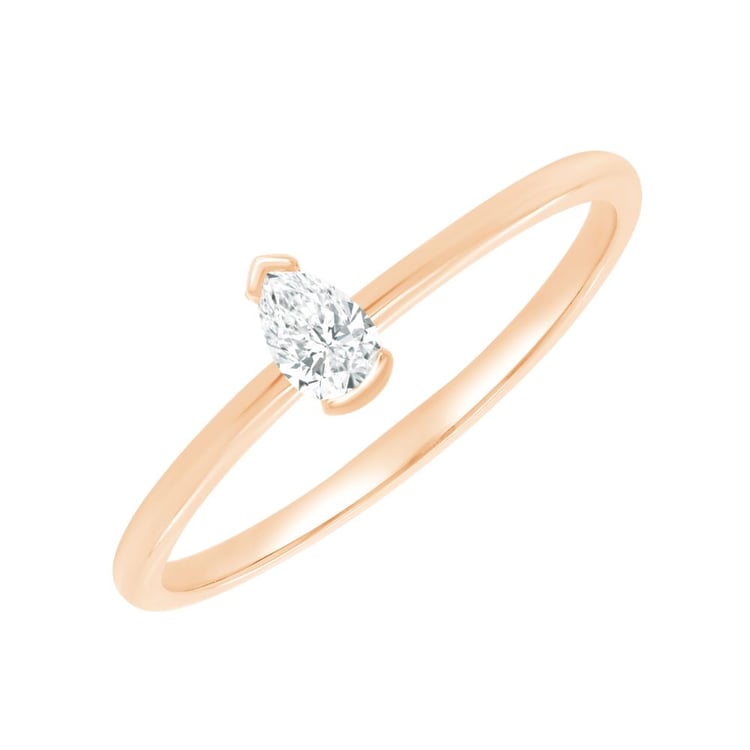 Minimalistischer Silberring mit einem Diamanten in Birnenform Valentin 162511