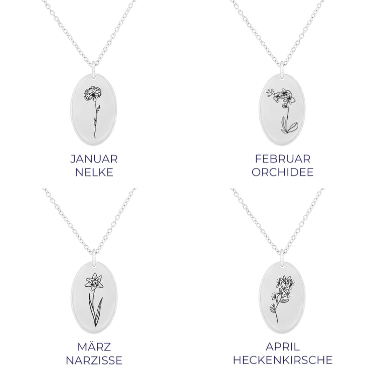 Romantischer Anhänger mit einer Blumengravur Ihrer Wahl Daisy 82202