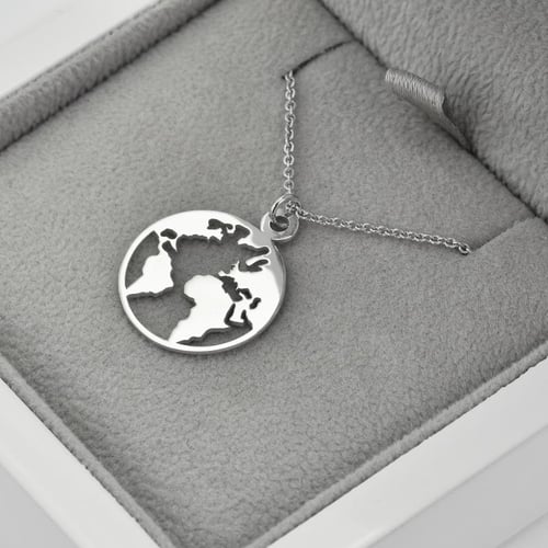 Anhänger aus Platin mit Weltkarte World