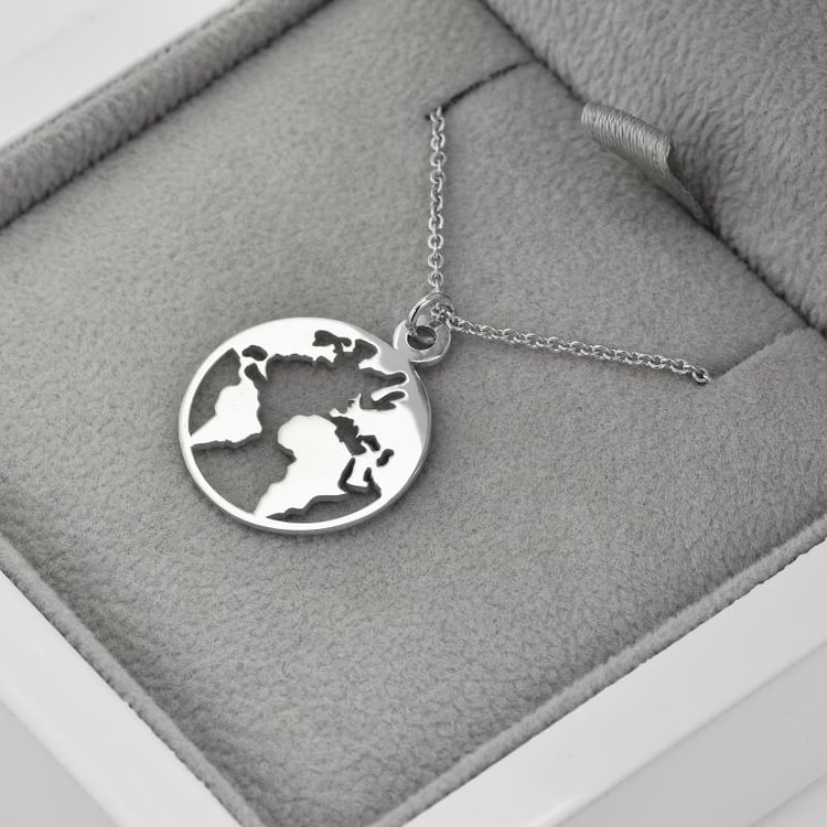 Anhänger aus Platin mit Weltkarte World 71741