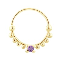 Goldenes Septum Piercing mit Amethyst Arla