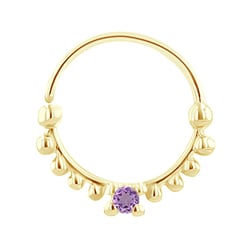 Goldenes Septum Piercing mit Amethyst Arla