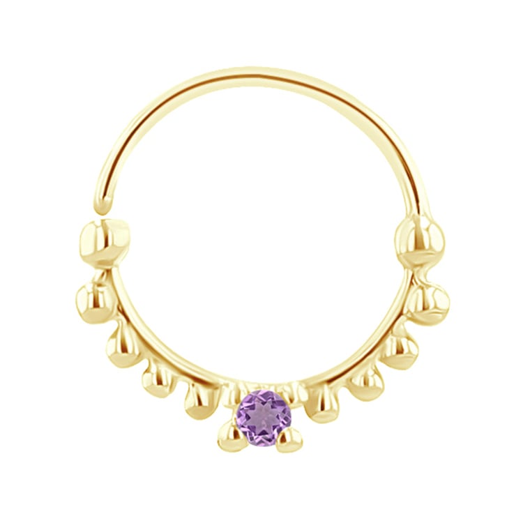 Goldenes Septum Piercing mit Amethyst Arla