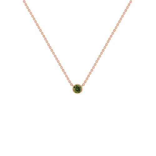 Silberne minimalistische Kette mit einem grünen Diamanten Glosie