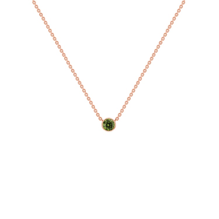 Silberne minimalistische Kette mit einem grünen Diamanten Glosie 103676