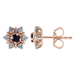 Elegante Ohrringe in Blütenform mit Saphiren und Lab Grown Diamanten Ismat