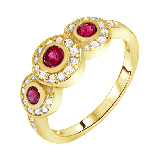 Rubinring aus Gelbgold mit Diamanten 79235