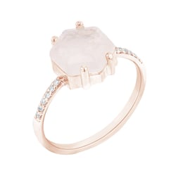 Verlobungsring mit Mondstein in Hexagon-Form und Diamanten Carrie
