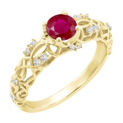 Verlobungsring mit einem Rubin und Diamanten im Vintage-Stil Chantal