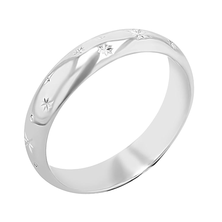 Platin-Eheringe mit von Hand gravierten Sternen und Diamanten Elia 141671