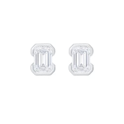 Minimalistische silberne Ohrstecker mit einem Lab Grown Diamanten in Emerald-Form Agata