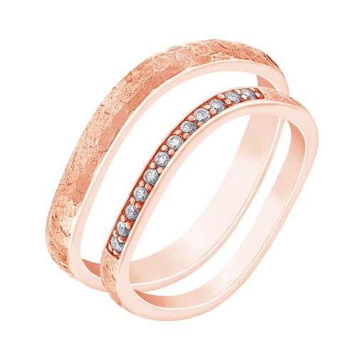 Geschmiedete Eheringe in Gold mit Diamanten Neziah