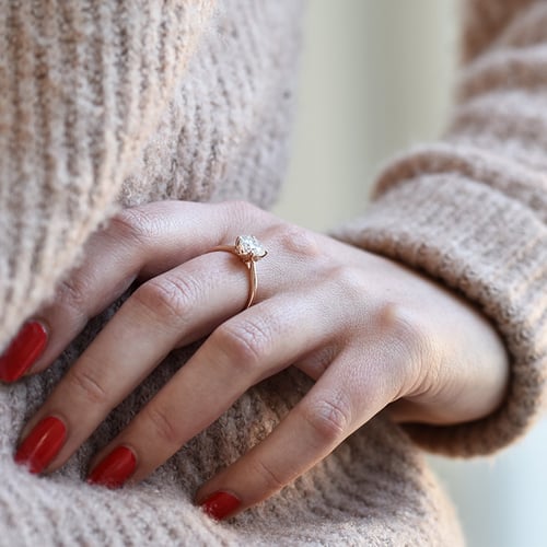 Solitär Verlobungsring mit Moissanit und Diamant Hleene