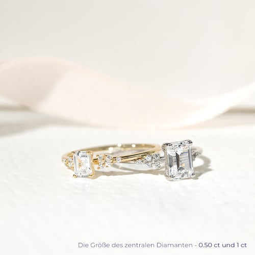 Verlobungsring mit einem Diamanten in Emerald-Form Adva
