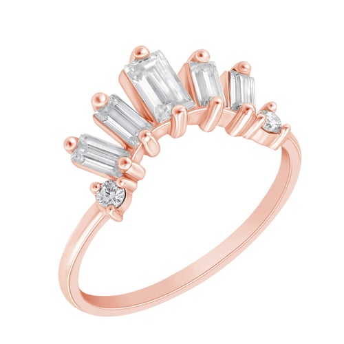 Einzigartiger Ring in V-Form mit Moissanit Osanna