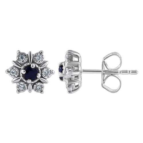 Elegante Ohrringe in Blütenform mit Saphiren und Naturdiamanten Ismat