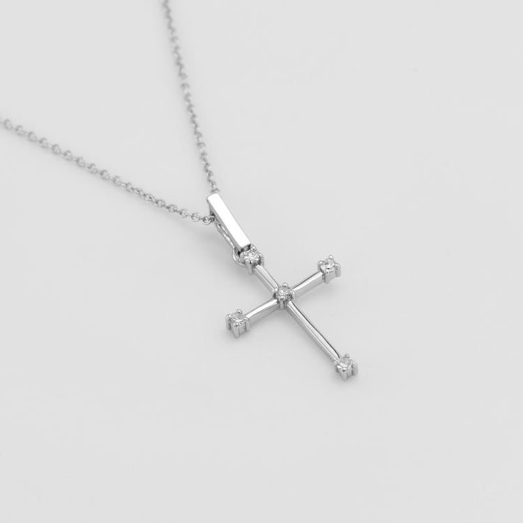 Goldenes Kreuz mit weißen Saphiren Leandro 50023