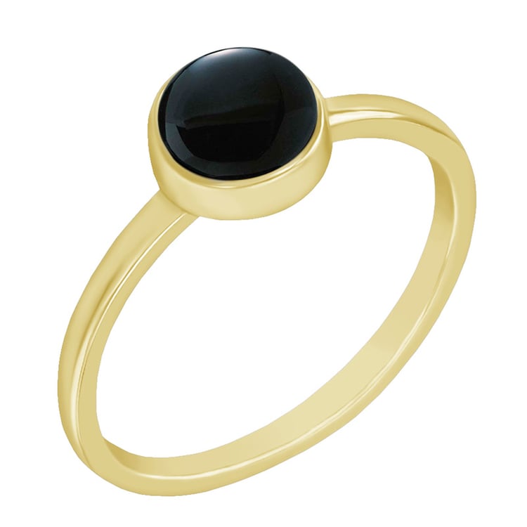 Goldener minimalistischer Ring mit schwarzem Opal Stowy 58180