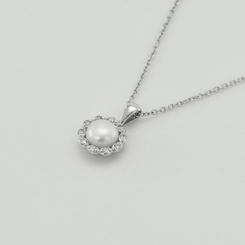 Schmuckset in Silber mit Perlen und Diamanten Kamila