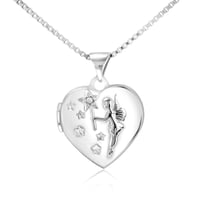 Herzchen-Medaillon aus Silber mit Diamanten Charise