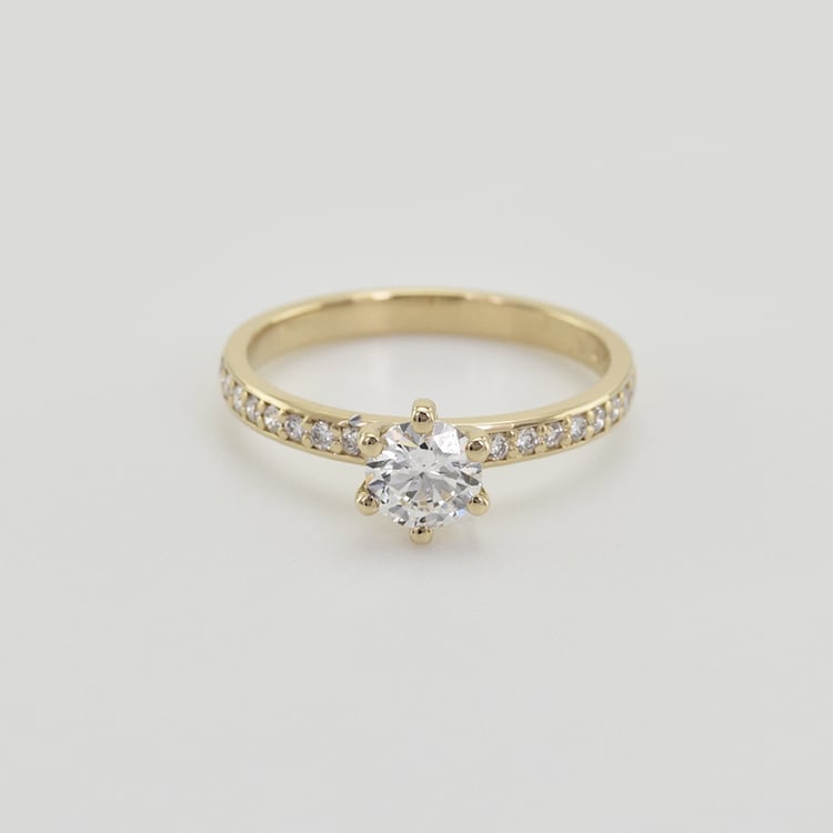 Verlobungsring aus Gold mit Diamant im Solitär-Pave Stil Vanan 41757