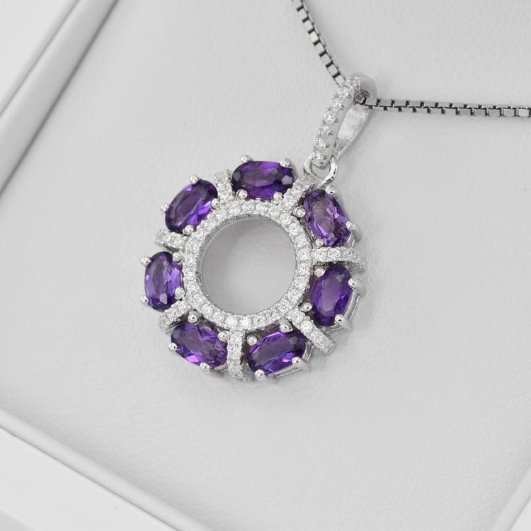 Anhänger aus Silber voll mit Amethysten und Zirkonia Janis 28412