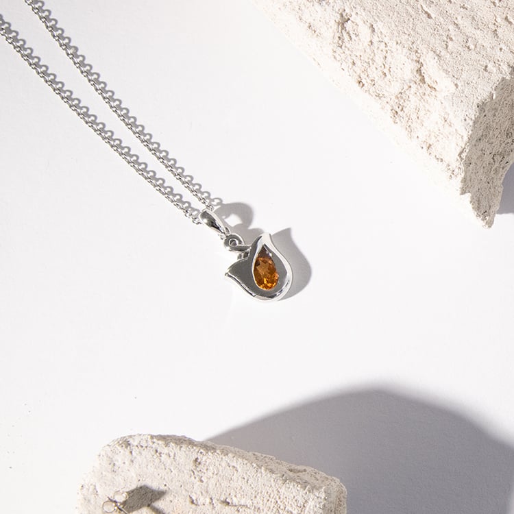 Silberanhänger als Tulpe mit Citrin Lunien 142435