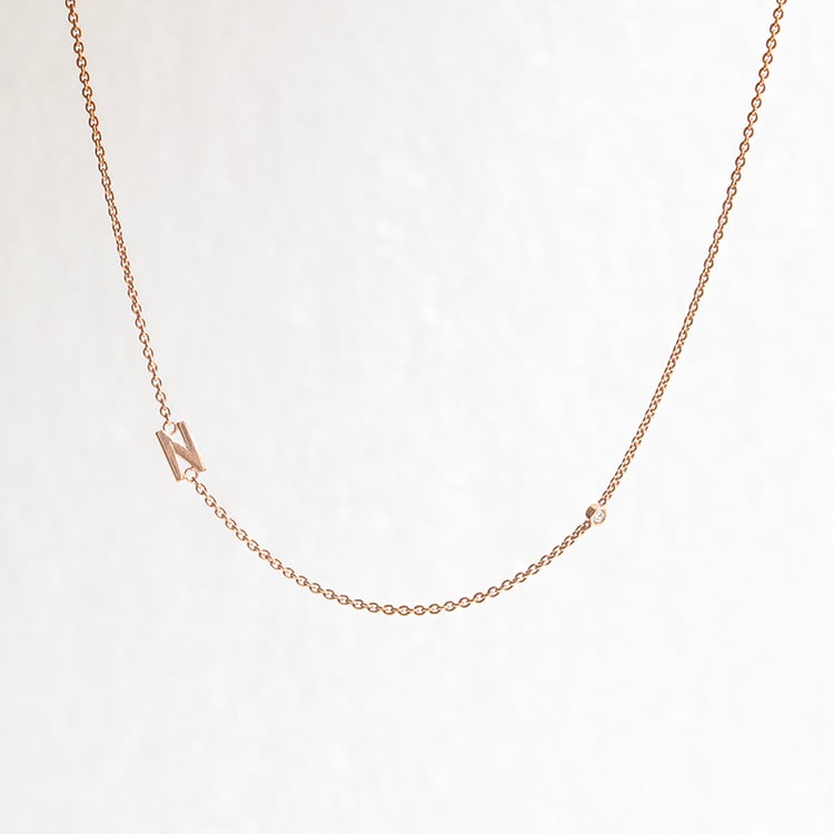 Silberne Halskette mit einem Buchstaben Ihrer Wahl und Lab Grown Diamanten Lupe 145501