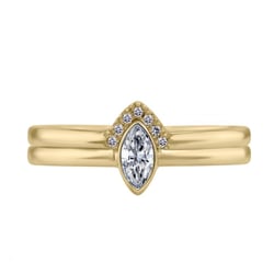 Goldenes Set mit zertifiziertem Diamant im Marquiseschliff Eliwa