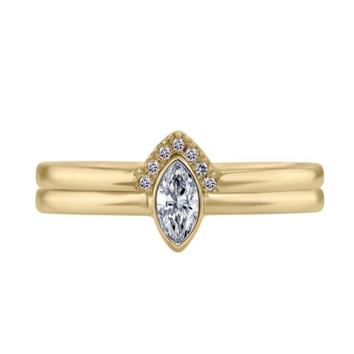 Goldenes Set mit zertifiziertem Diamant im Marquiseschliff Eliwa