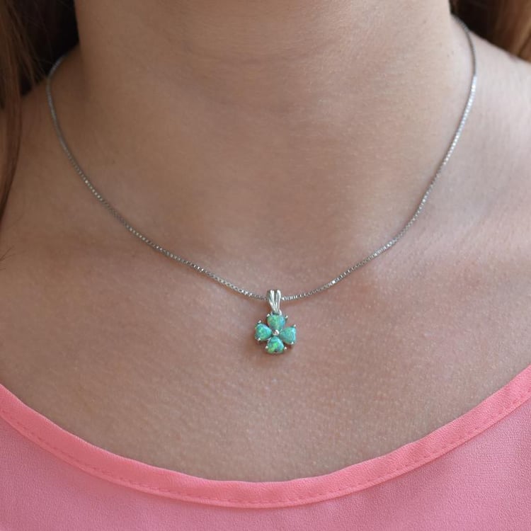 Schmuckset aus Silber mit grünen Opalen Elizabell 23707