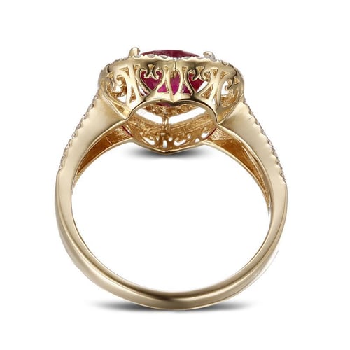 Goldring mit Rubinherz und Diamanten Isabel