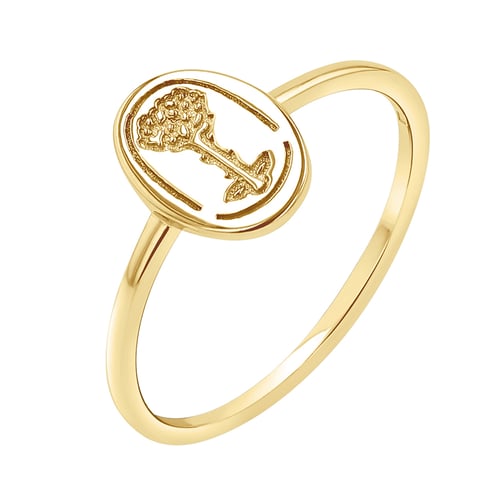 Silberner ovaler Ring mit der Gravur der Rose aus dem Kleinen Prinz