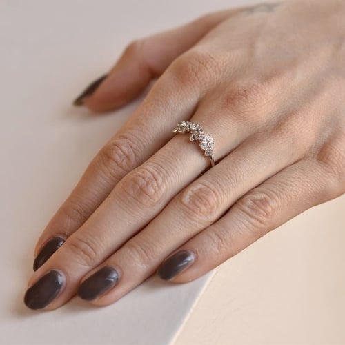 Goldring mit Aquamarinblüten Washi