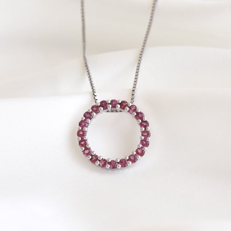 Silberner Karma-Anhänger mit Rhodolith Granat Eirene 79131