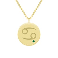 Anhänger in Gold mit Sternzeichen Krebs und Smaragd