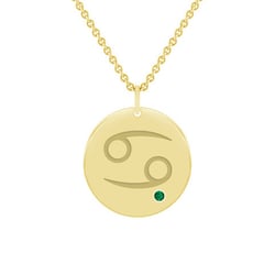 Anhänger in Gold mit Sternzeichen Krebs und Smaragd