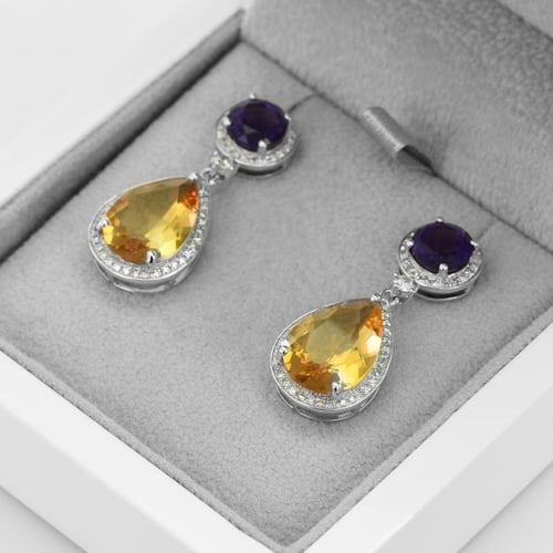 Ohrringe mit Citrin und Amethyst Mahal