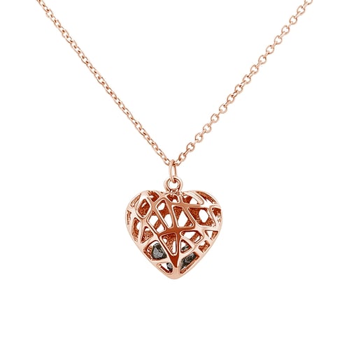 Herzförmiger Anhänger mit Perlen aus Salt and Pepper Diamanten Paisley