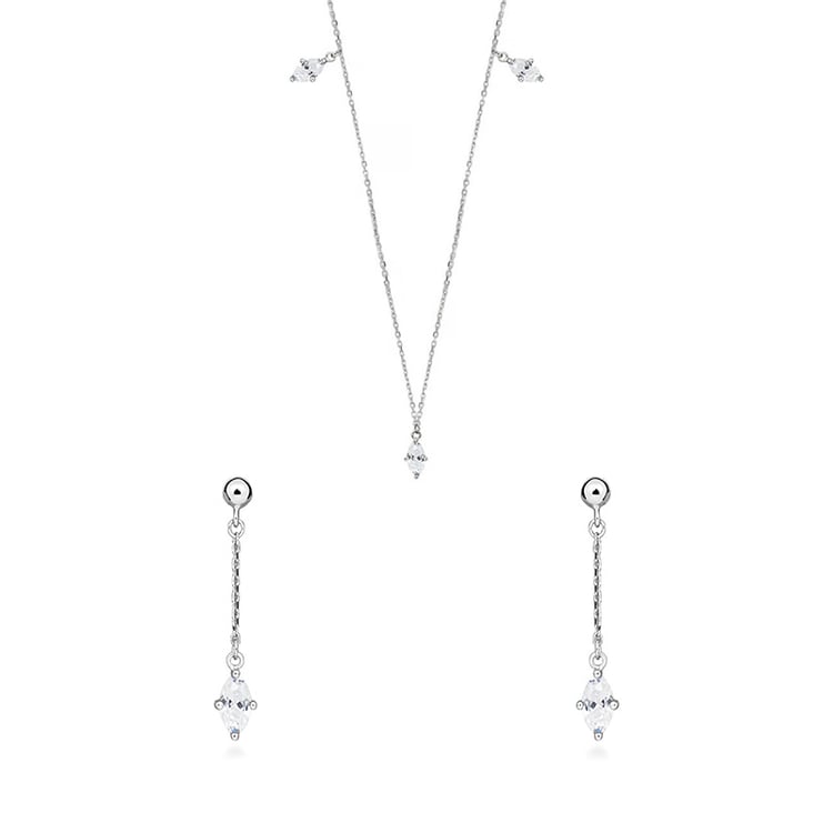 Goldenes Schmuckset mit weißen Topasen